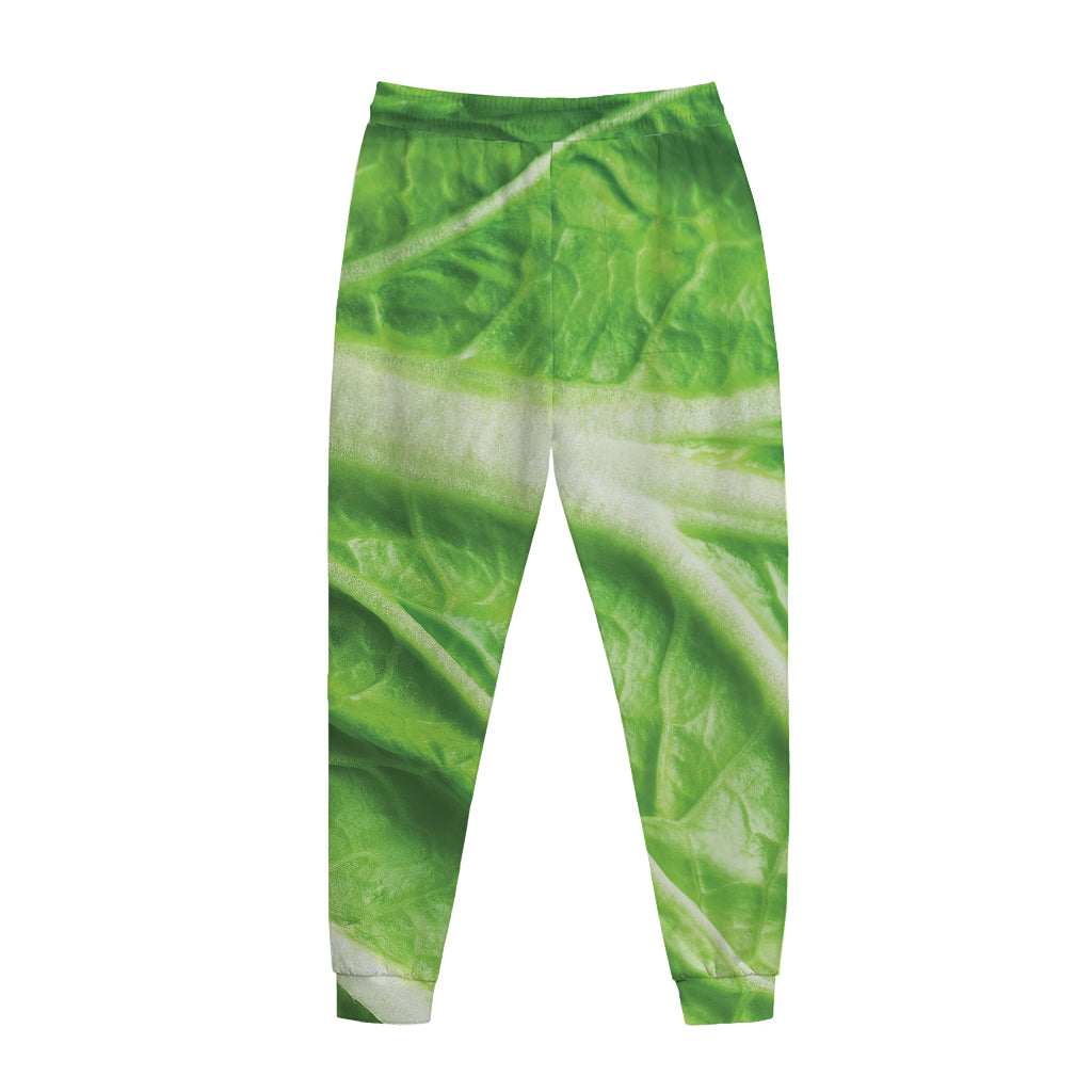 Green Cabbage Leaf Print Jogger Pants