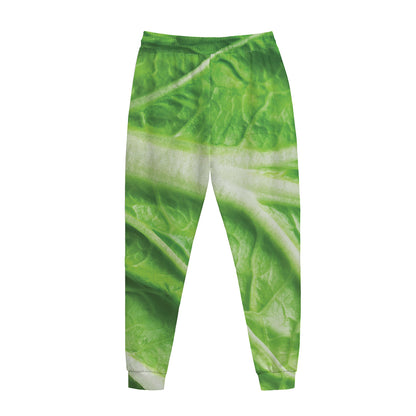Green Cabbage Leaf Print Jogger Pants