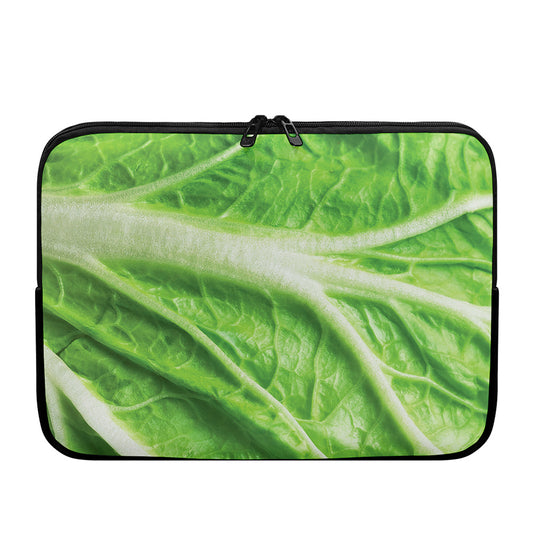 Green Cabbage Leaf Print Laptop Sleeve