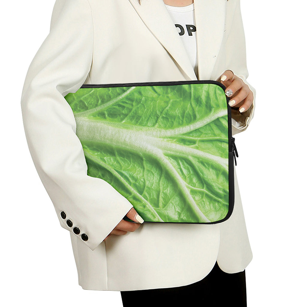 Green Cabbage Leaf Print Laptop Sleeve