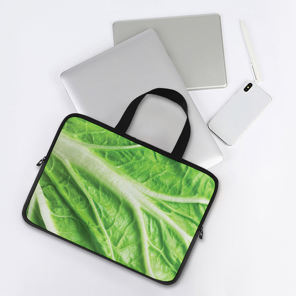 Green Cabbage Leaf Print Laptop Sleeve With Handle