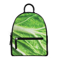 Green Cabbage Leaf Print Leather Backpack