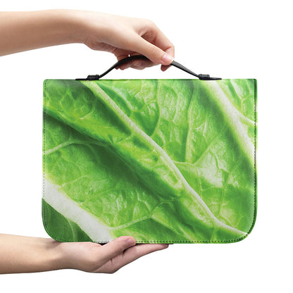 Green Cabbage Leaf Print Leather Bible Cover