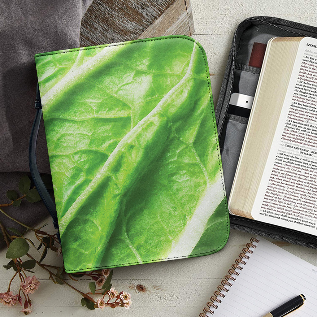 Green Cabbage Leaf Print Leather Bible Cover
