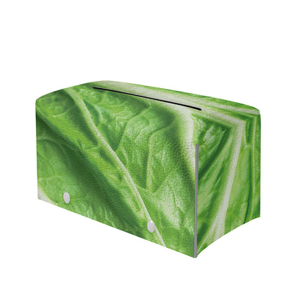 Green Cabbage Leaf Print Leather Tissue Box Cover