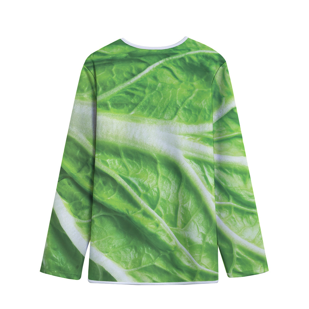 Green Cabbage Leaf Print Long Sleeve Short Coat