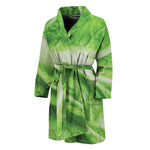 Green Cabbage Leaf Print Men's Bathrobe