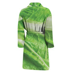 Green Cabbage Leaf Print Men's Bathrobe