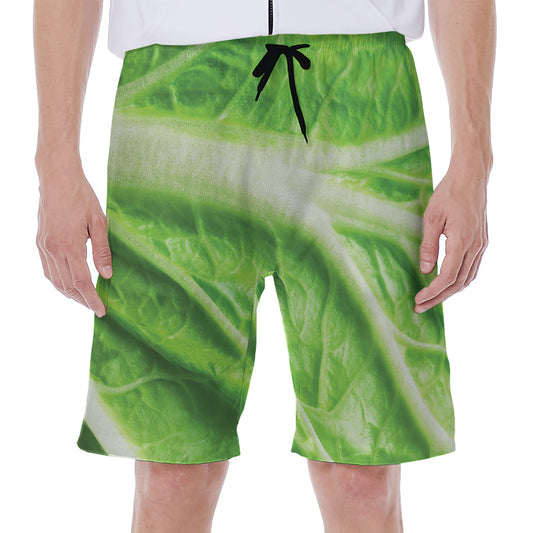 Green Cabbage Leaf Print Men's Beach Shorts