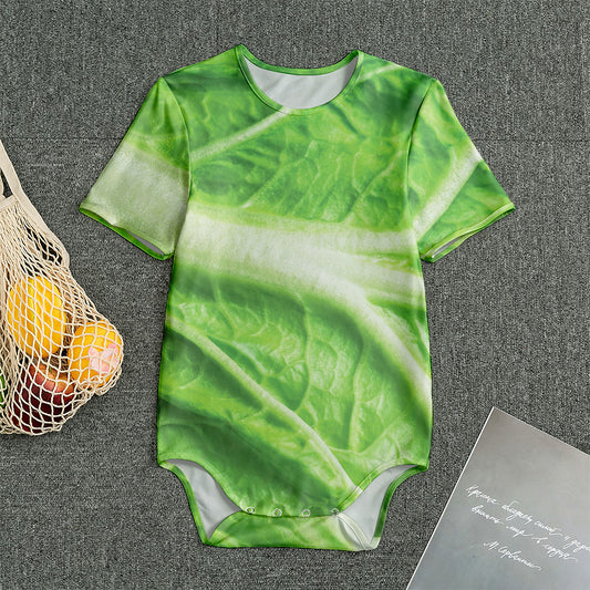 Green Cabbage Leaf Print Men's Bodysuit