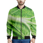 Green Cabbage Leaf Print Men's Bomber Jacket