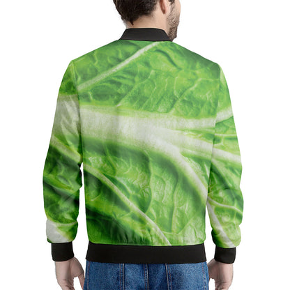 Green Cabbage Leaf Print Men's Bomber Jacket