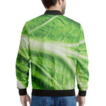 Green Cabbage Leaf Print Men's Bomber Jacket