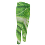 Green Cabbage Leaf Print Men's Compression Pants
