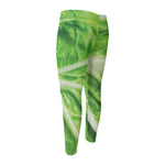 Green Cabbage Leaf Print Men's Compression Pants