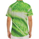 Green Cabbage Leaf Print Men's Deep V-Neck Shirt