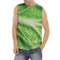 Green Cabbage Leaf Print Men's Fitness Tank Top