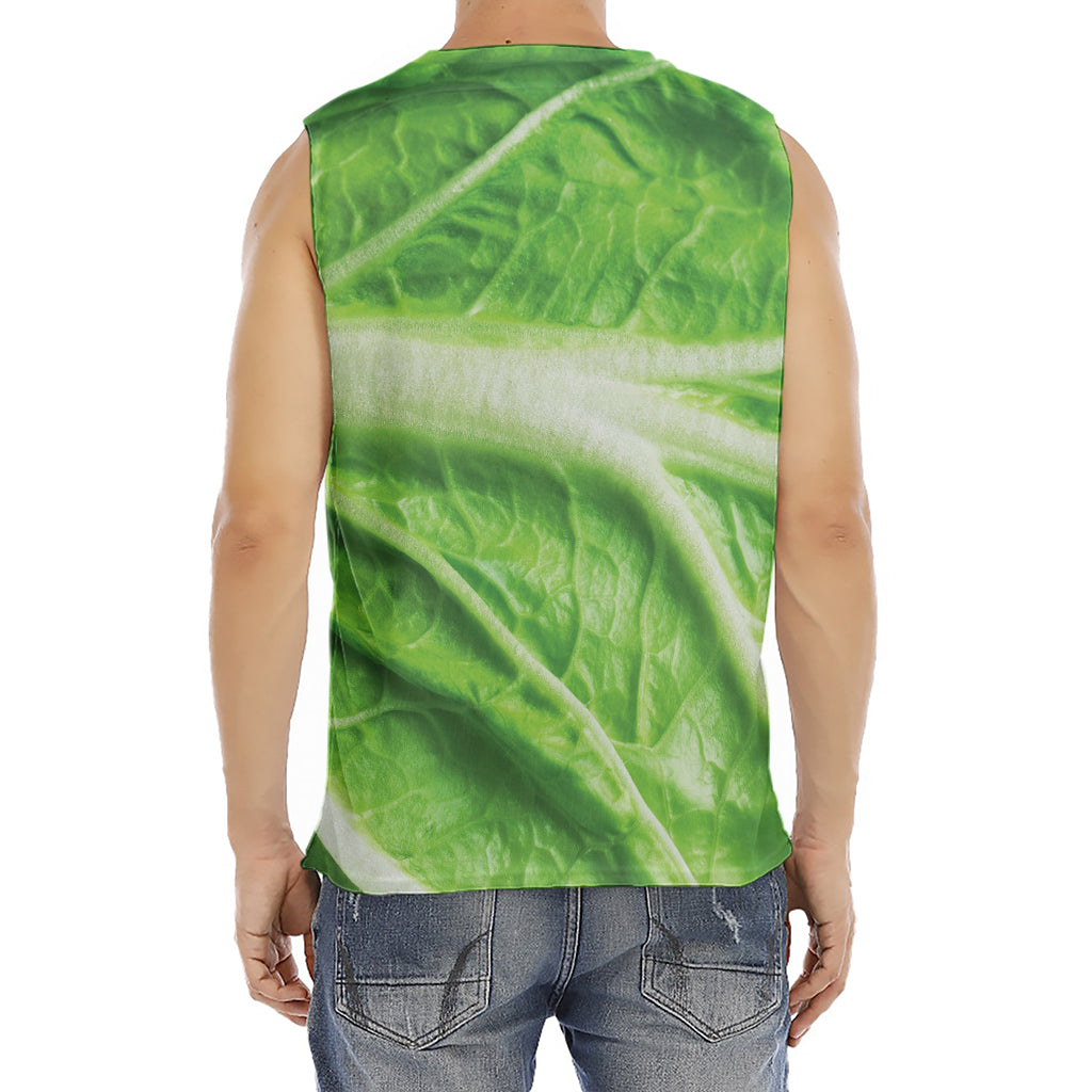 Green Cabbage Leaf Print Men's Fitness Tank Top