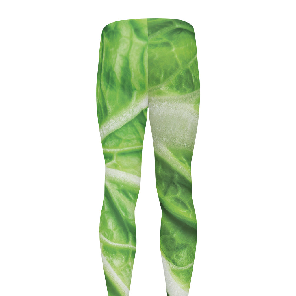 Green Cabbage Leaf Print Men's leggings