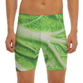 Green Cabbage Leaf Print Men's Long Boxer Briefs