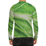 Green Cabbage Leaf Print Men's Long Sleeve Rash Guard