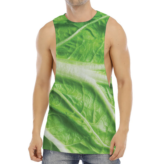 Green Cabbage Leaf Print Men's Muscle Tank Top
