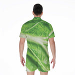 Green Cabbage Leaf Print Men's Rompers