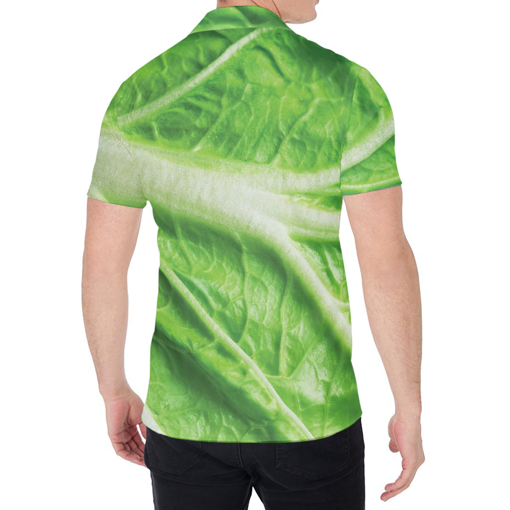 Green Cabbage Leaf Print Men's Shirt