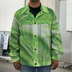 Green Cabbage Leaf Print Men's Shirt Jacket