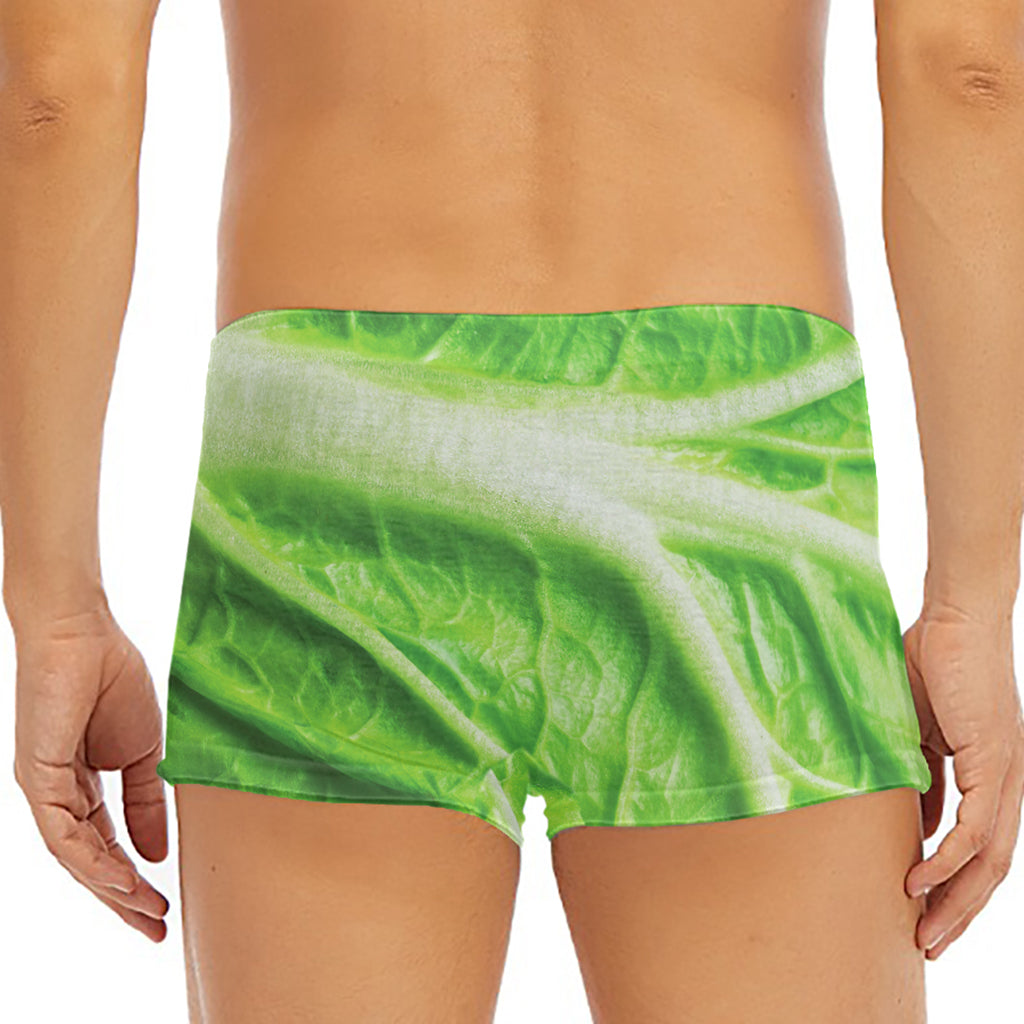 Green Cabbage Leaf Print Men's Short Boxer Briefs