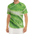Green Cabbage Leaf Print Men's Short Sleeve Rash Guard