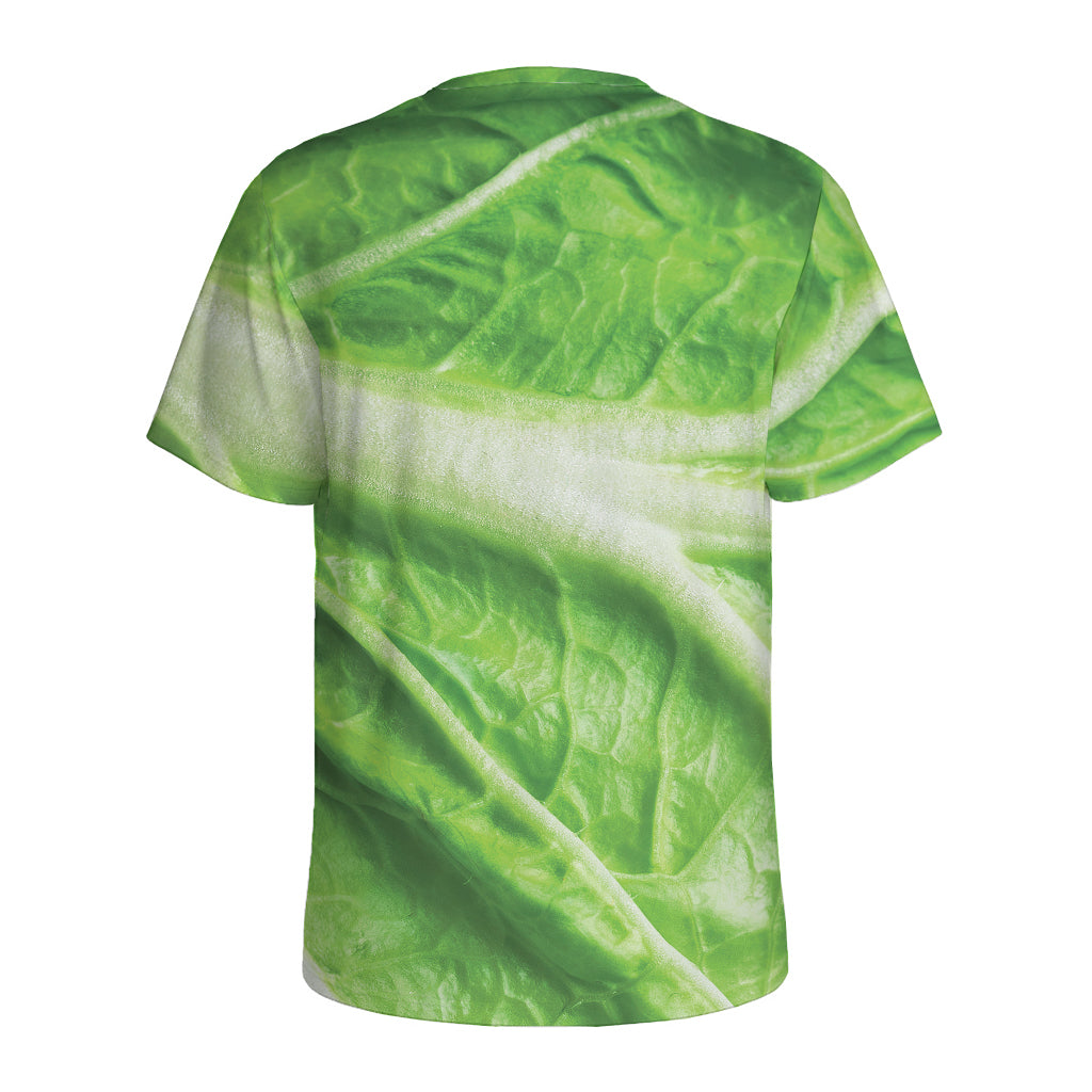 Green Cabbage Leaf Print Men's Sports T-Shirt
