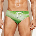 Green Cabbage Leaf Print Men's Swim Briefs