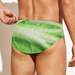 Green Cabbage Leaf Print Men's Swim Briefs