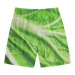 Green Cabbage Leaf Print Men's Swim Trunks