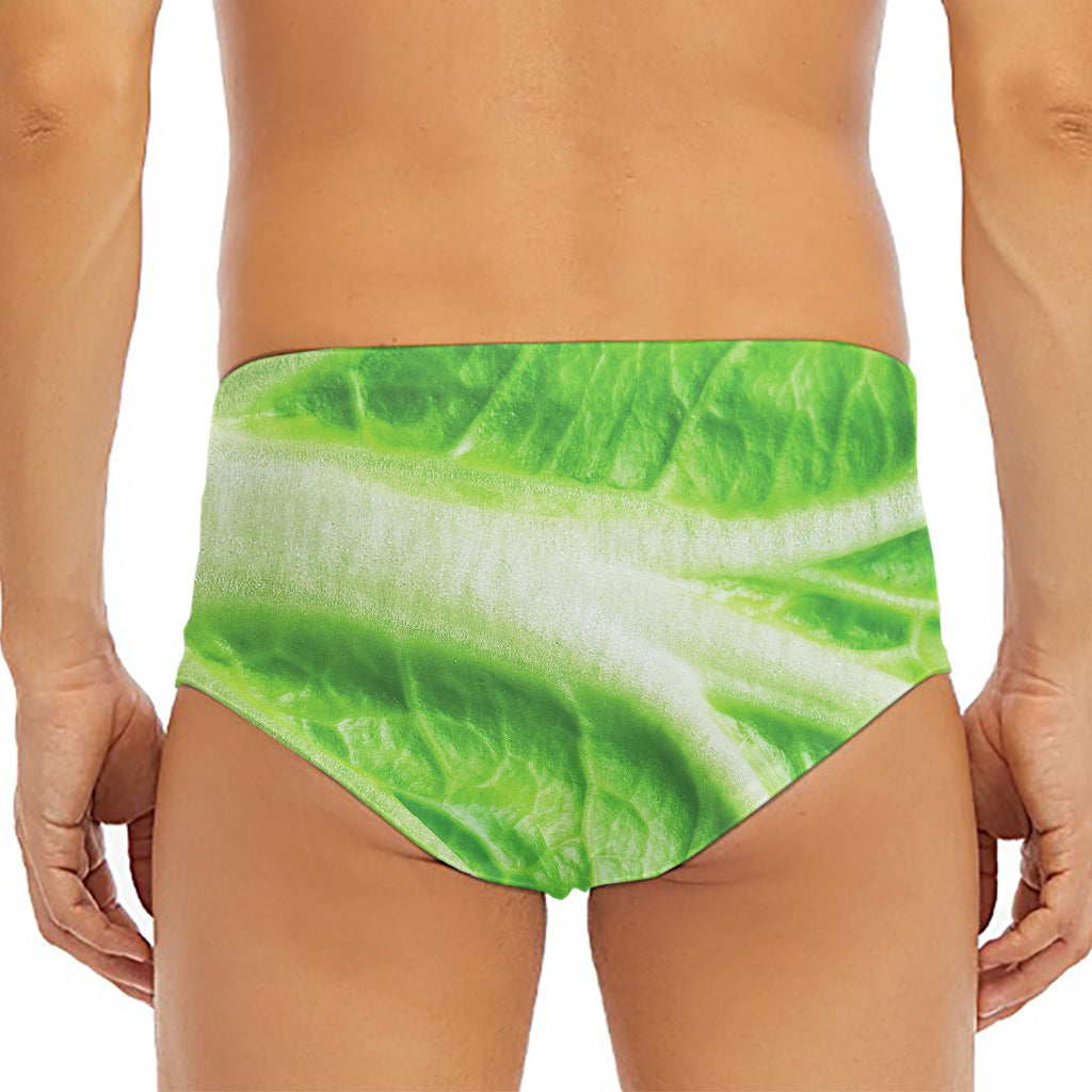 Green Cabbage Leaf Print Men's Triangle Swim Briefs