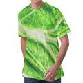 Green Cabbage Leaf Print Men's Velvet T-Shirt