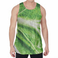 Green Cabbage Leaf Print Men's Velvet Tank Top