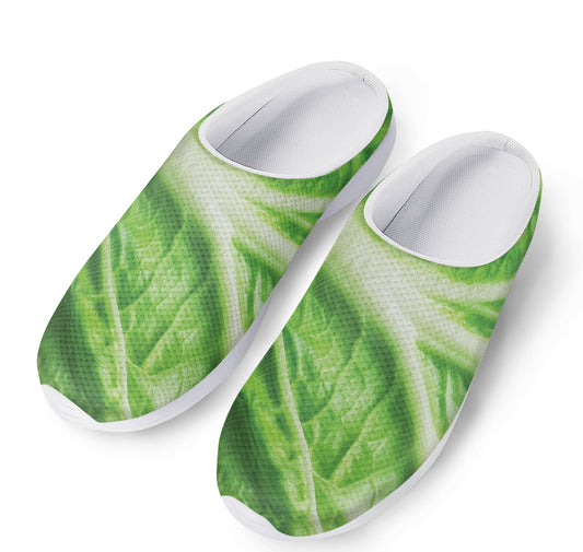 Green Cabbage Leaf Print Mesh Casual Shoes