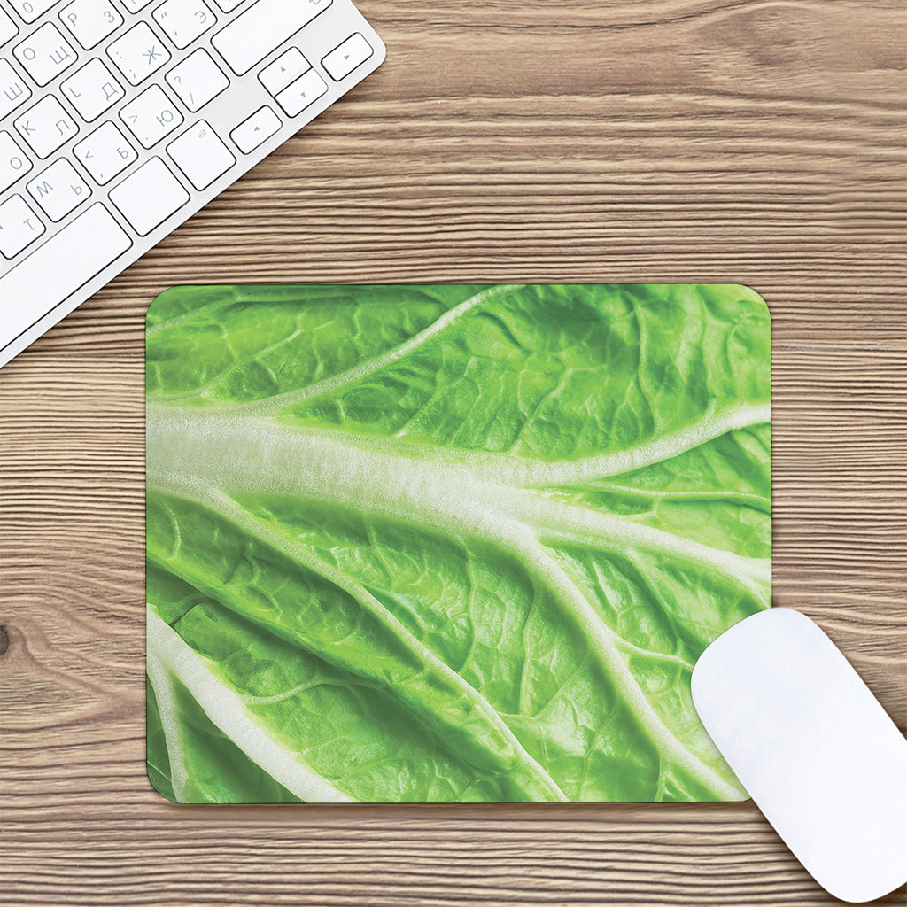 Green Cabbage Leaf Print Mouse Pad