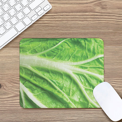Green Cabbage Leaf Print Mouse Pad