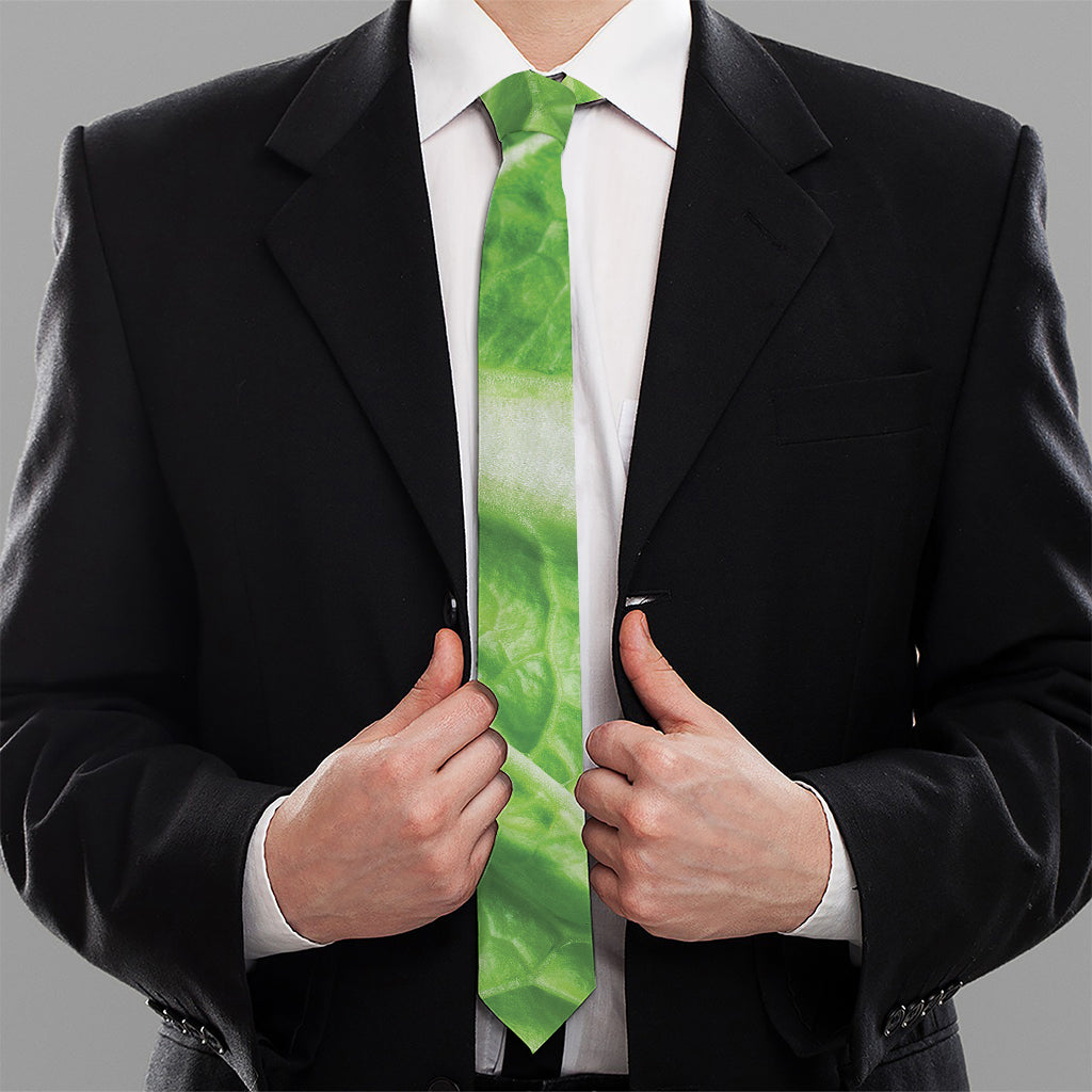 Green Cabbage Leaf Print Necktie