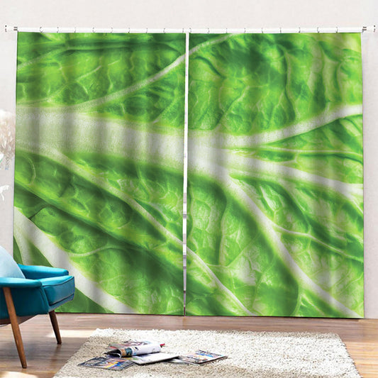 Green Cabbage Leaf Print Pencil Pleat Curtains