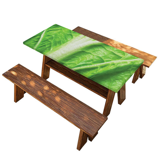 Green Cabbage Leaf Print Picnic Table Cover