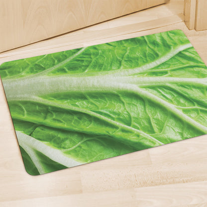 Green Cabbage Leaf Print Polyester Doormat