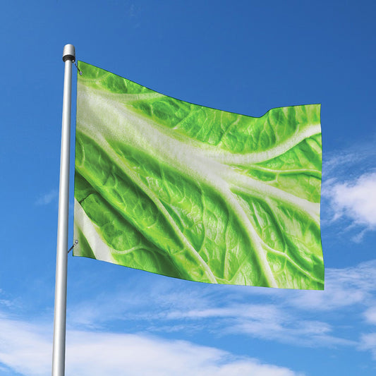Green Cabbage Leaf Print Polyester Flag
