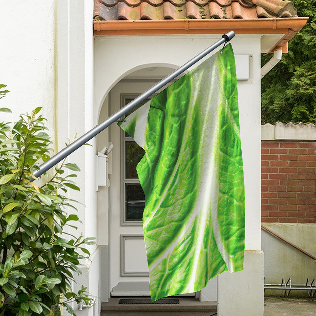 Green Cabbage Leaf Print Polyester Flag