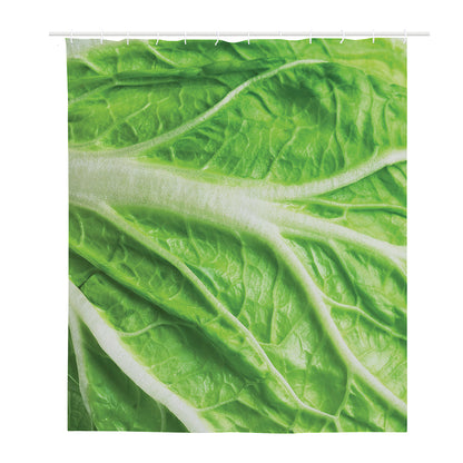 Green Cabbage Leaf Print Polyester Shower Curtain