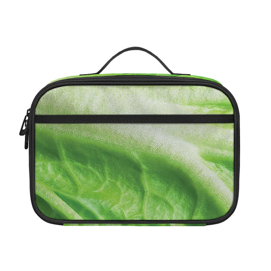 Green Cabbage Leaf Print Portable Lunch Bag