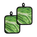 Green Cabbage Leaf Print Pot Holders